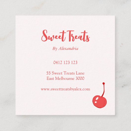 Chic  Heart Cake Bakery Chef Vierkante Visitekaartje (Achterkant)