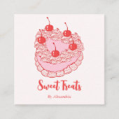 Chic  Heart Cake Bakery Chef Vierkante Visitekaartje (Voorkant)