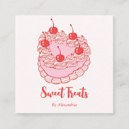 Chic  Heart Cake Bakery Chef Vierkante Visitekaartje