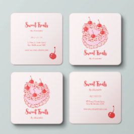 Chic  Heart Cake Bakery Chef Vierkante Visitekaartje