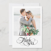 Chic Heart Calligrafie Moderne foto bruiloft Bedankkaart (Voorkant)