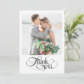 Chic Heart Calligrafie Moderne foto bruiloft Bedankkaart (Staand voorkant)
