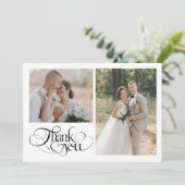 Chic Heart Calligrafie Wedding Bedankkaart (Staand voorkant)