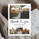 Chic Heart Calligraphy Foto Weddenschap Bedankt<br><div class="desc">Vier uw liefdesreis met onze prachtige trouwbedankkaart, gemaakt voor koppels die de mix van klassiek en hedendaags waarderen. De voorkant van de kaart is een visueel tableau, met een boeiende rechthoekige foto die trots is op zijn plaats aan de bovenkant en de toon zet voor het verhaal hieronder. Dit wordt...</div>