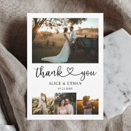 Chic Heart Calligraphy Foto Weddenschap Bedankt