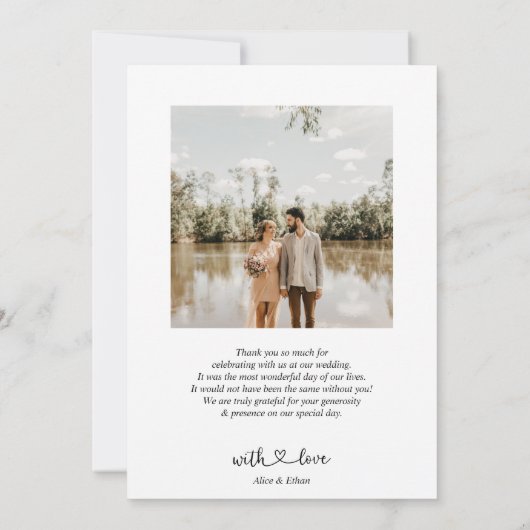 Chic Heart Calligraphy Foto Weddenschap Bedankt (Achterkant)