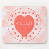 Chic Heart Initiaal Letter Monogram Coral White Muismat (Voorkant)