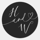 Chic Heart Initials Wedding Label Invitation Seals (Voorkant)