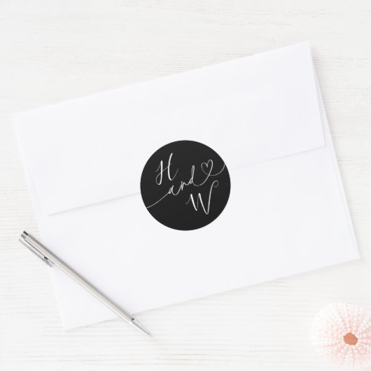 Chic Heart Initials Wedding Label Invitation Seals (Envelop)