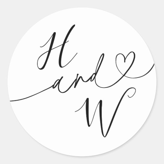 Chic Heart Initials Wedding Label Invitation Seals (Voorkant)