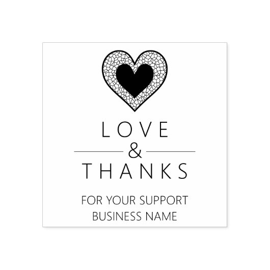 Chic Heart Lace Effect Love & Thanks Supporting Rubberstempel (Afrduk)