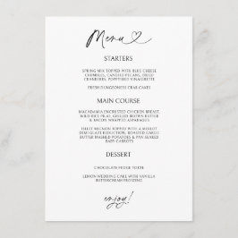 Chic Heart Menu Kaart Minimaal Ontvangst Dineren