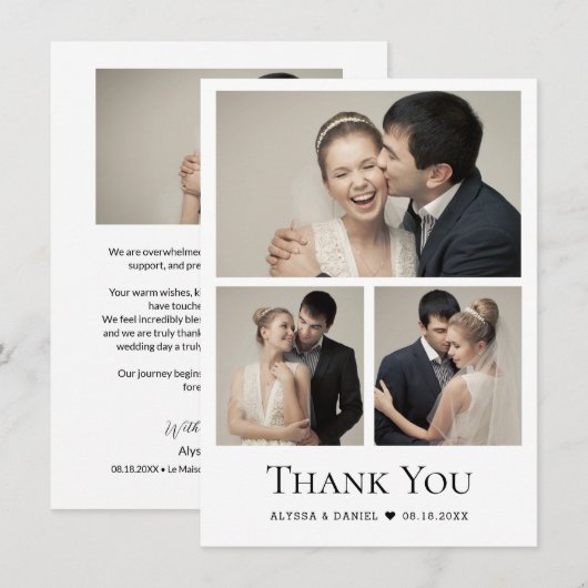 Chic Heart Moderne bruiloft Fotocollage Bedankkaart (Voorkant / Achterkant)