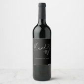 Chic Heart Monogram Wine Labels Wedding Decor Wijn Etiket (Voorkant)