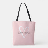 Chic Heart Persoonlijke Roze Blush Tote Bag (Achterkant)