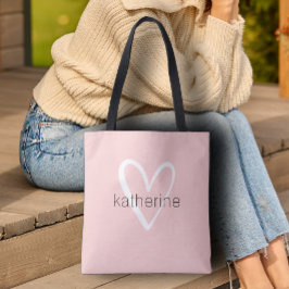 Chic Heart Persoonlijke Roze Blush Tote Bag