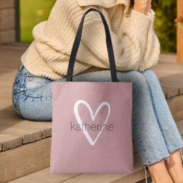 Chic Heart Persoonlijke stoffige roos Tote Bag