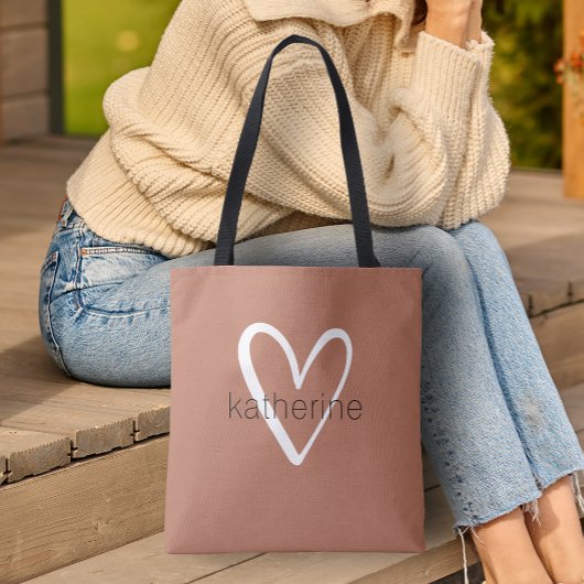 Chic Heart Persoonlijke Terracotta Tote Bag