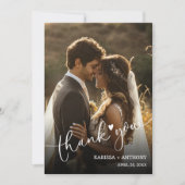 Chic Heart Trouwfoto Dank u Notitiekaartje (Voorkant)