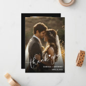 Chic Heart Trouwfoto Dank u Notitiekaartje (Voorkant / Achterkant in situ)