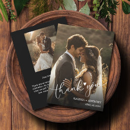 Chic Heart Trouwfoto Dank u Notitiekaartje