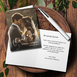 Chic Heart Trouwfoto Gevouwen Dank u Notitiekaartje