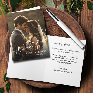 Chic Heart Trouwfoto Gevouwen Dank u Notitiekaartje