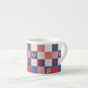 Chic Hearts en Rozen Faux Patchwork Espresso Mok