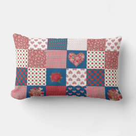 Chic Hearts en Rozen Faux Patchwork Lumbar Pillow Kussen