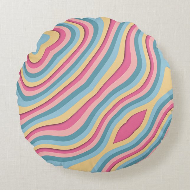 Chic Hedendaags Abstract Ronde Kussen (Voorkant)