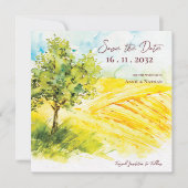 Chic Helder Geel Landschap Landschap Trouwen Aankondiging (Voorkant)