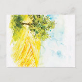 Chic Helder Geel Landschap Landschap Trouwen Aankondigingskaart (Achterkant)