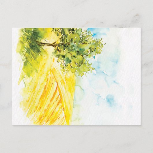 Chic Helder Geel Landschap Landschap Trouwen Aankondigingskaart (Achterkant)