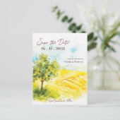 Chic Helder Geel Landschap Landschap Trouwen Aankondigingskaart (Staand voorkant)