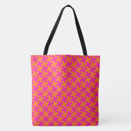 Chic helder Oranje schokkend roze kleurstofpatroon Tote Bag