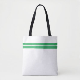 Chic Heldergroene Top Edge Racing Stripes op Wit Tote Bag