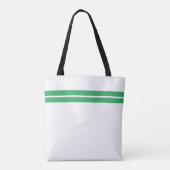 Chic Heldergroene Top Edge Racing Stripes op Wit Tote Bag (Achterkant)