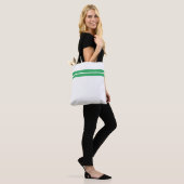 Chic Heldergroene Top Edge Racing Stripes op Wit Tote Bag (Op model)