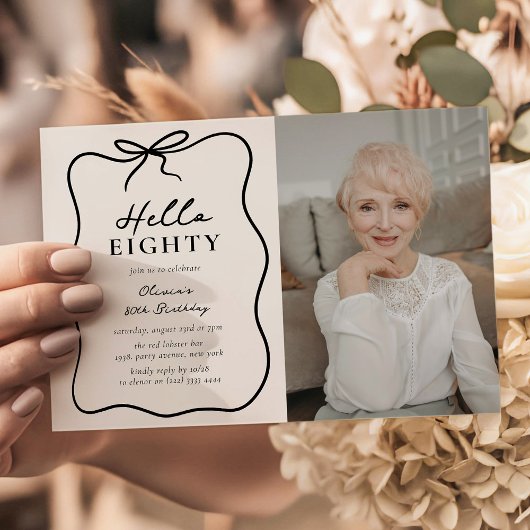Chic Hello Eighty' Photo 80th Birthday Party Kaart