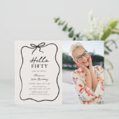 Chic Hello Fifty' Foto 50ste Verjaardagsfeestje Kaart (Staand voorkant)