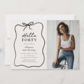 Chic Hello Forty' Photo 40th Birthday Party Kaart (Voorkant)