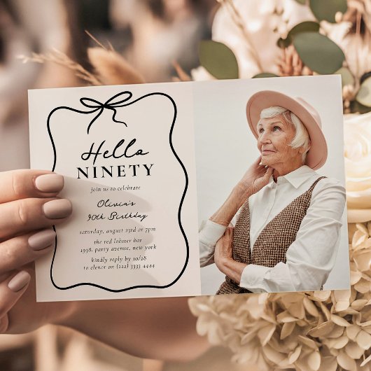 Chic Hello Ninety' Foto 90e Verjaardagsfeest Kaart