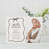 Chic Hello Ninety' Photo 90th Birthday Party Kaart (Staand voorkant)