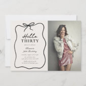 Chic Hello Thirty' Photo 30th Birthday Party Kaart (Voorkant)