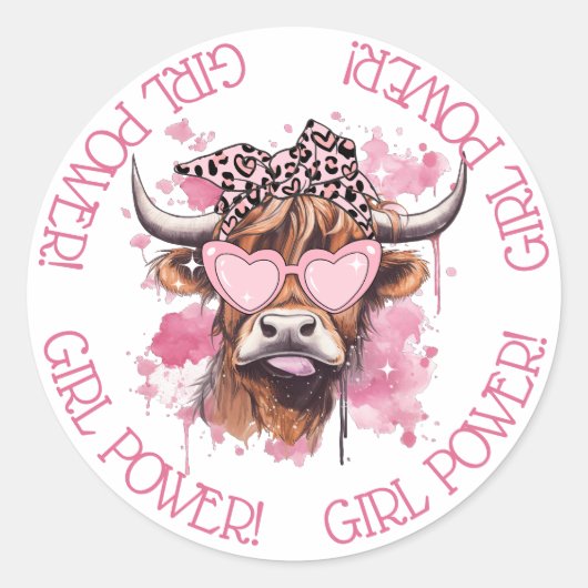 Chic Hereford Girly Koe Galentines Dag Sticker (Voorkant)