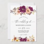 Chic herfst bloemenschrift Waterverf bruiloft Kaart (Voorkant)