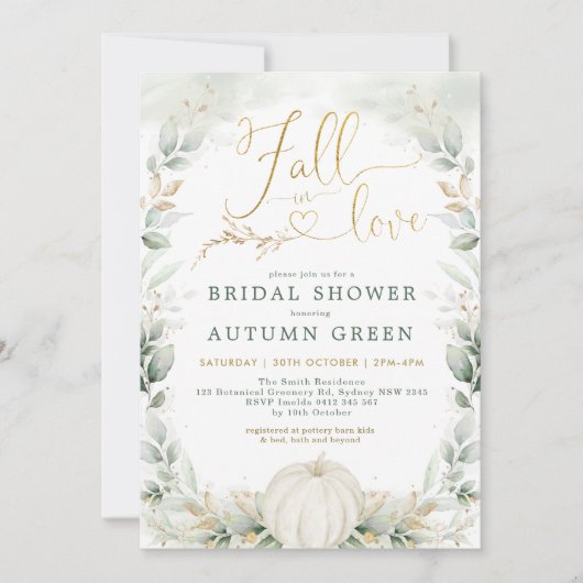 Chic Herfst in Liefde Pompoen Greenery Vrijgezelle Kaart (Voorkant)