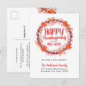 Chic Herfst Krans Happy Thanksgiving Vakantie Verh Aankondigingskaart (Voorkant / Achterkant)