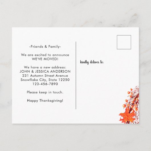 Chic Herfst Krans Happy Thanksgiving Vakantie Verh Aankondigingskaart (Achterkant)