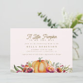 Chic Herfst Little Pumpkin Roos Gold Baby shower Kaart (Staand voorkant)